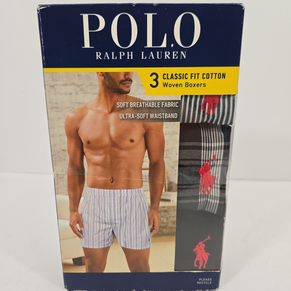 Polo Ralph Lauren Classic Fit Cotton Woven Boxers 3 Pack Mens XL